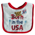 Maßgeschneiderte Cartoon -Logo bestickte Baumwolle Terry Red Customzied Werbemädchen Baby Bib